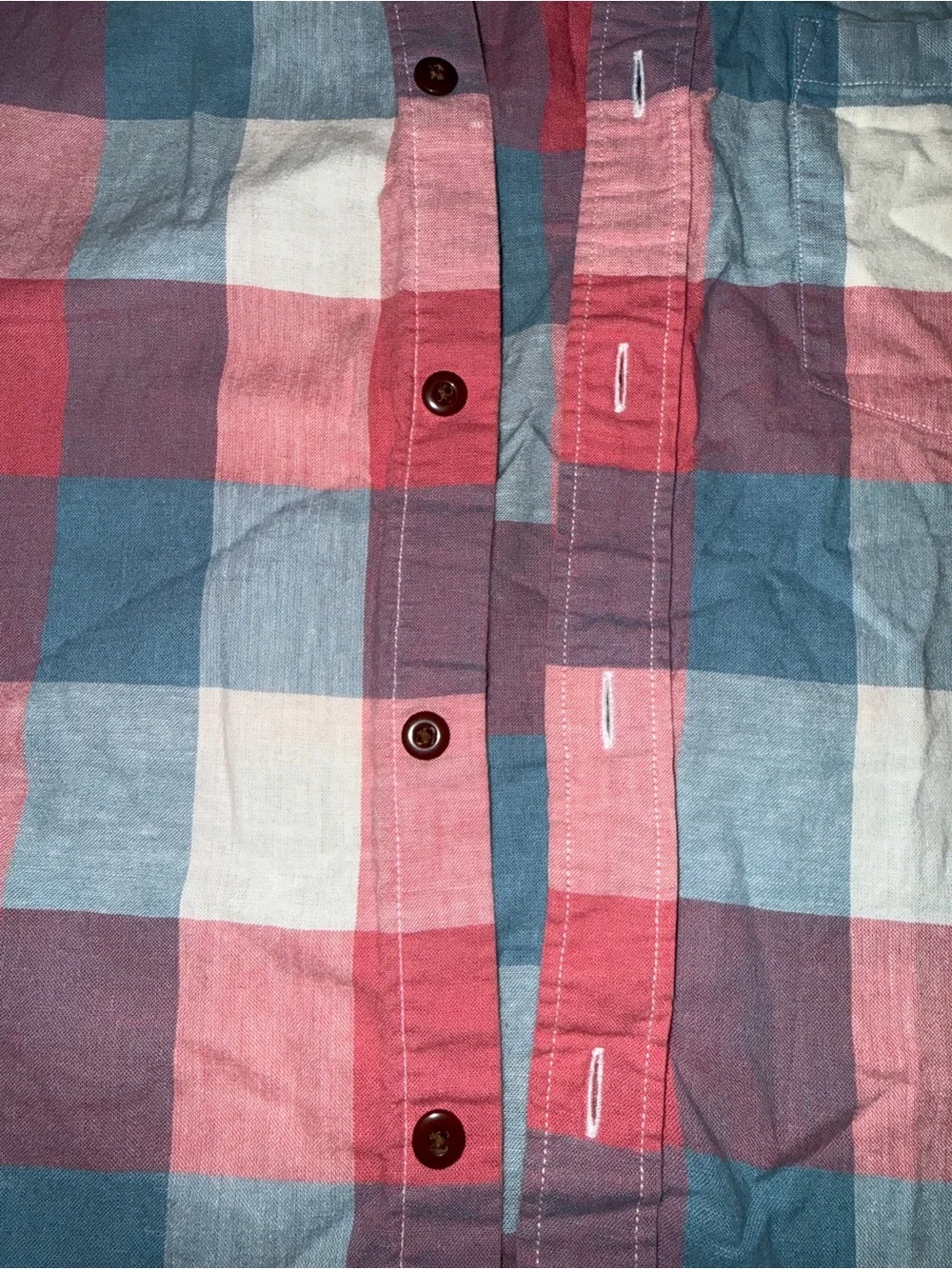 J. Crew Men's Red, Blue & White Plaid Short-Sleeve Button-Down Shirt